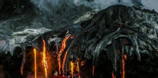 Thrill-Seeking Kayakers Paddle Across an Active Volcano