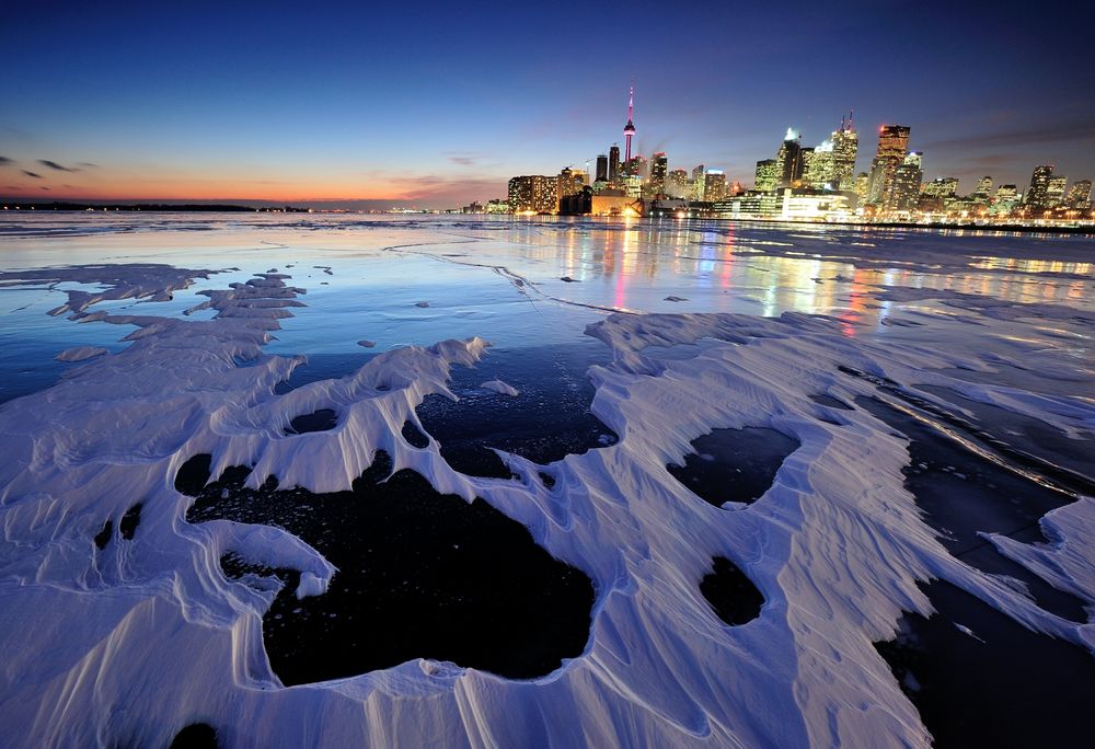 Toronto with snow & ice Photograph by Peter Bowers