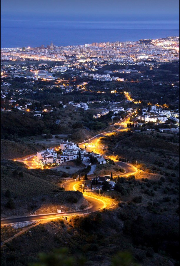 Fuengirola at dusk from Mijas, Spain