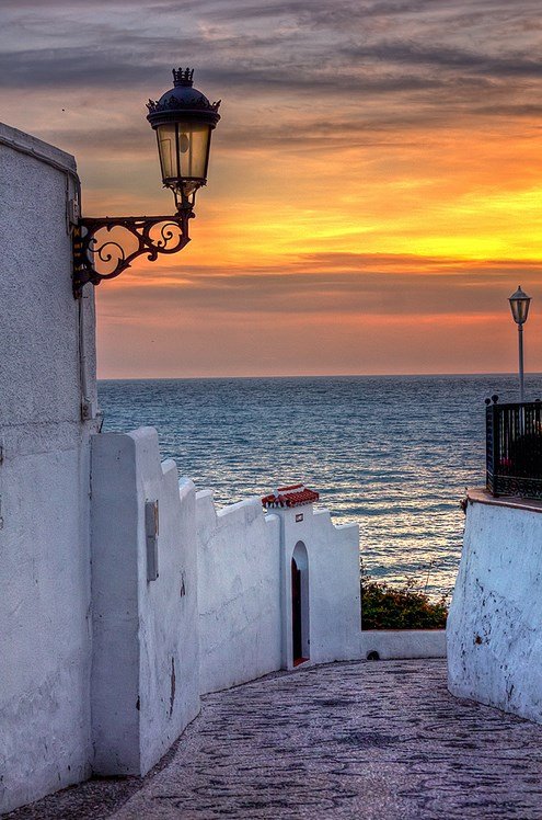 Sunset in Nerja, Malaga, Andalucia, Spain