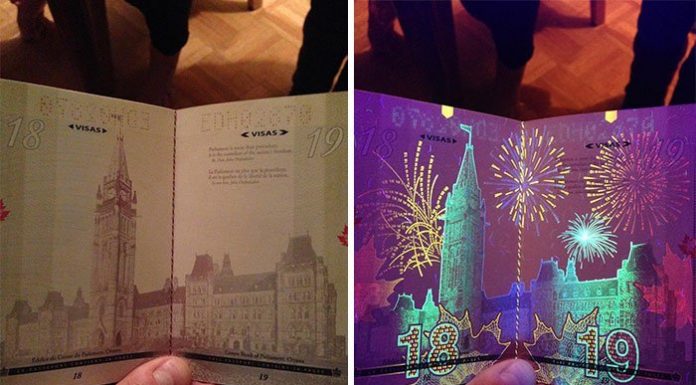 Here’s What The Canadian Passport Looks Like Under Black Light And It’s Fabulous