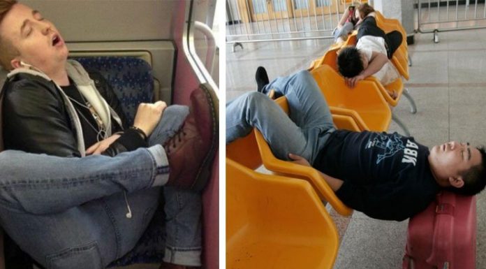 15 Funniest People Caught Sleeping In Public