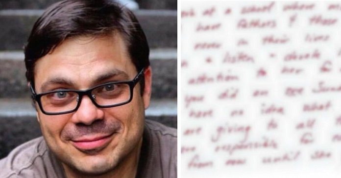 Dad Takes 9-Year-Old Daughter To Lunch, Then Sees A Mysterious Note On The Table…