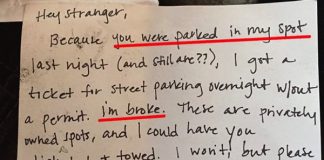 Woman Leaves Angry Note For Stranger Who Stole Her Parking Spot. The Response Is Shocking.