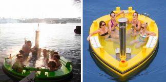 The HotTug. A Motorized Floating Wood-Fired Hot Tub!