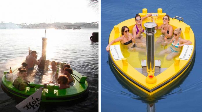 The HotTug. A Motorized Floating Wood-Fired Hot Tub!