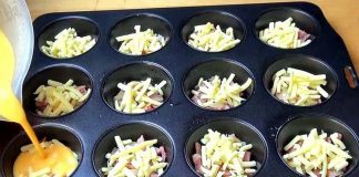 He puts cheese and eggs in a muffin pan, and creates a delicious recipe full of flavor