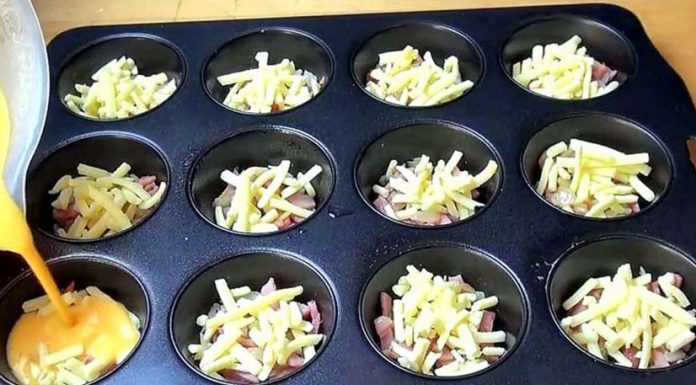 He puts cheese and eggs in a muffin pan, and creates a delicious recipe full of flavor