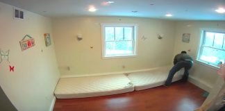 Dad Pushes 2 Mattresses Against The Back Wall. How He Transforms Them? Genius!