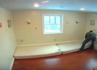 Dad Pushes 2 Mattresses Against The Back Wall. How He Transforms Them? Genius!