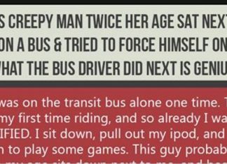 Creepy Man Twice Her Age Sat Next To Her On A Bus & Tried To Force Himself On Her. What The Bus Driver Did Next Is Genius.