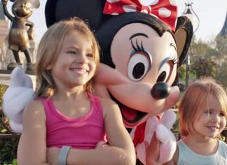 2 Little Girls Pose For A Photo At Disney World. Now Look Closely At Minnie Mouse
