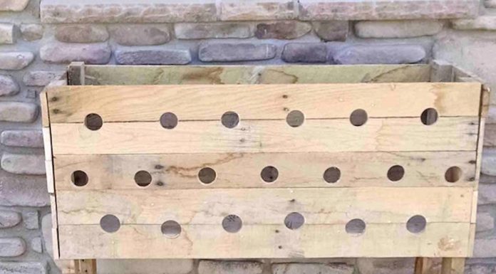 She Starts By Drilling Holes In An Old Pallet. The Finished Result Is Unbelievably Gorgeous!