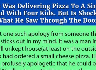 He Was Delivering Pizza To A Single Dad With Four Kids. But Is Shocked What He Saw Through The Door.